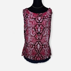 Calvin Klein Red and Black Patterned Blouse